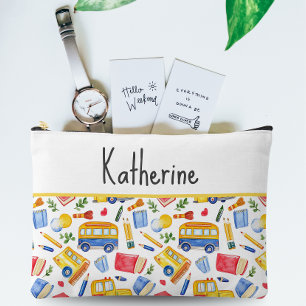 Funny School Bus Go Back To School Pattern Accessory Pouch