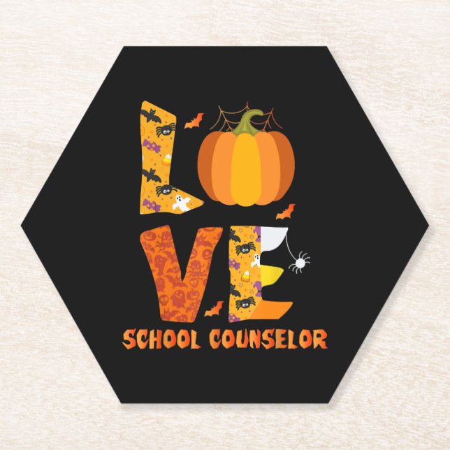 Funny School Counsellor Love Halloween Paper Coaster (Front)