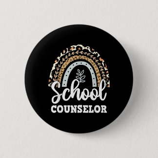 Funny School Counsellor Rainbow Leopard Print Back 6 Cm Round Badge