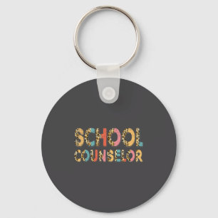 Funny School Counselor Teacher Leopard School Coun Key Ring