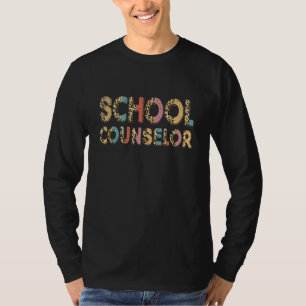 Funny School Counselor Teacher Leopard School Coun T-Shirt