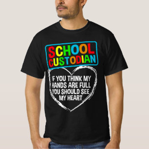 Funny School Custodian For Men Women Janitor Heart T-Shirt