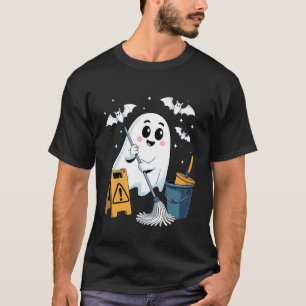 Funny School Custodian Janitor Ghost Halloween Wom T-Shirt