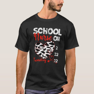 Funny School Nurse On Twosday 2-22-22 February 22N T-Shirt