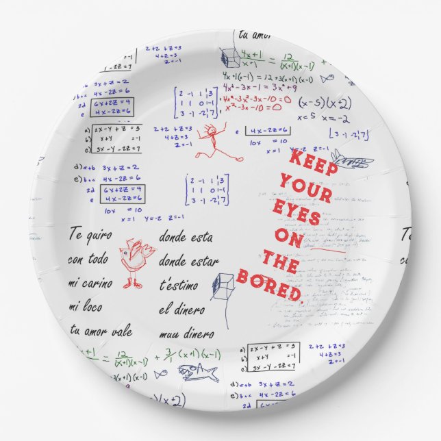 Funny School Party Paper Plate (Front)