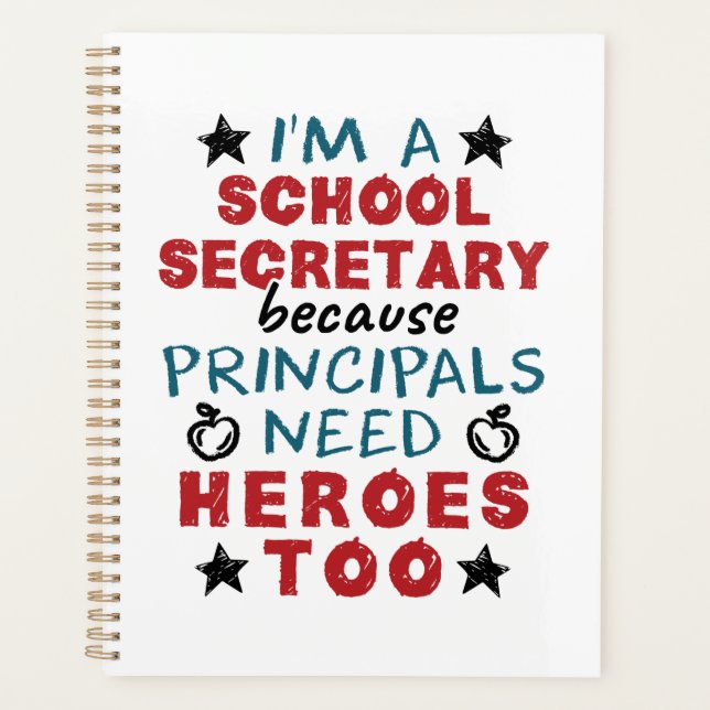 Funny School Secretary Heroes Appreciation Planner (Front)