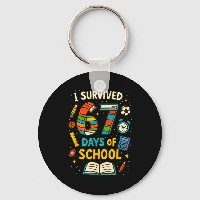 Funny School Six Seven Meme Student Teacher Joke 6 Key Ring (Front)