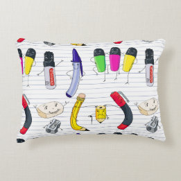 Funny school supplies characters. decorative cushion