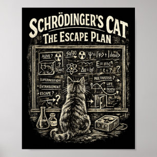 Funny Schrödingers Cat Escape Plan Science Teacher Poster