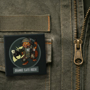 Funny Sci-fi Marine Orange Cats Rock! Cat Cartoon 15 Cm Square Badge