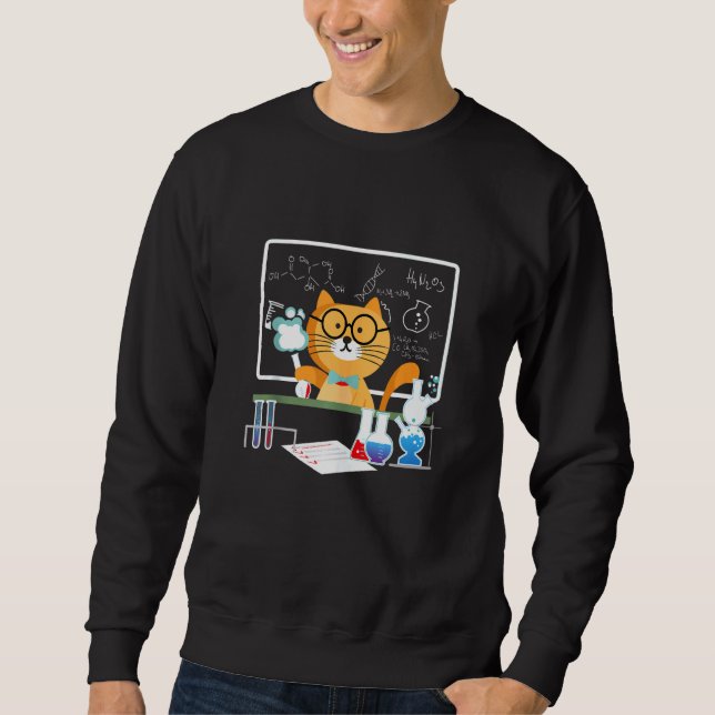 Funny Science Cat Chemistry Teacher Sweatshirt (Front)