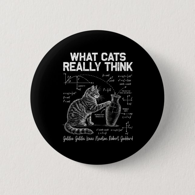 Funny Science Cat Physics Teacher What Cats Really 6 Cm Round Badge (Front)
