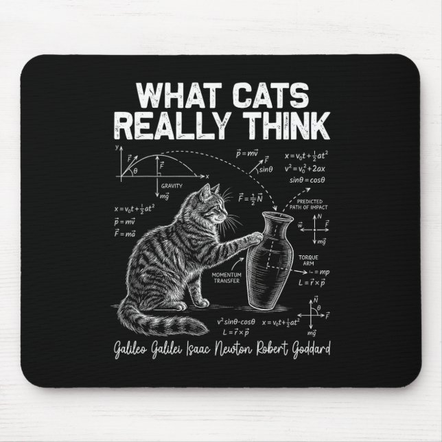 Funny Science Cat Physics Teacher What Cats Really Mouse Pad (Front)