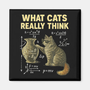 Funny Science Cat Physics What Cats Think Gift Men Magnet