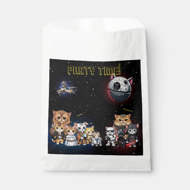Funny Science Fiction Kitty Cat Custom Invitation Favour Bags (Front)