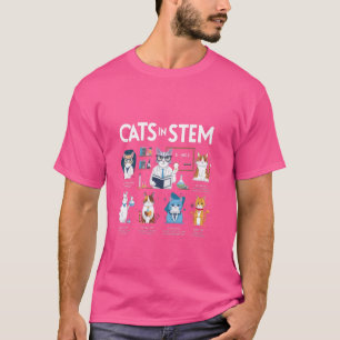 Funny Science Meme Cats In Stem Scientist Nerd Cat T-Shirt