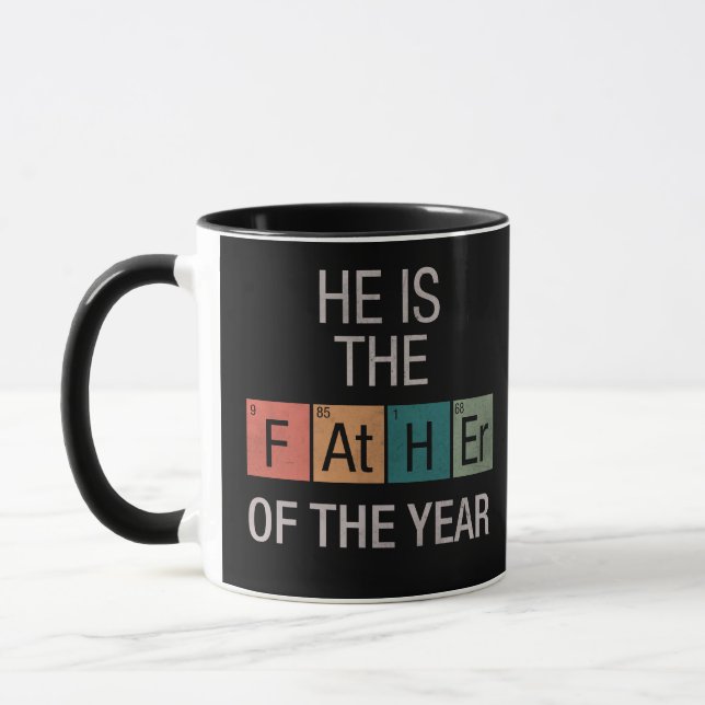 Funny Science Periodic Table Father of the Year Mug (Left)