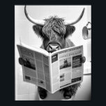 Funny Scottish Highland Cow in Bathroom Wall Art<br><div class="desc">Funny highland cow bathroom  decor your  wall with art picture.</div>