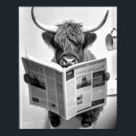 Funny Scottish Highland Cow in Bathroom Wall Art<br><div class="desc">Funny highland cow bathroom  decor your  wall with art picture.</div>