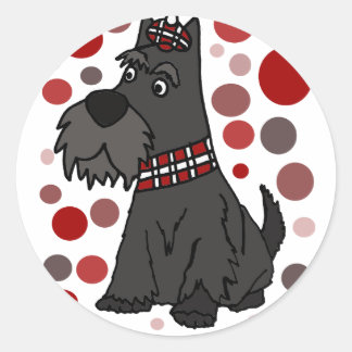 Funny Scottish Terrier and Circles Art Classic Round Sticker