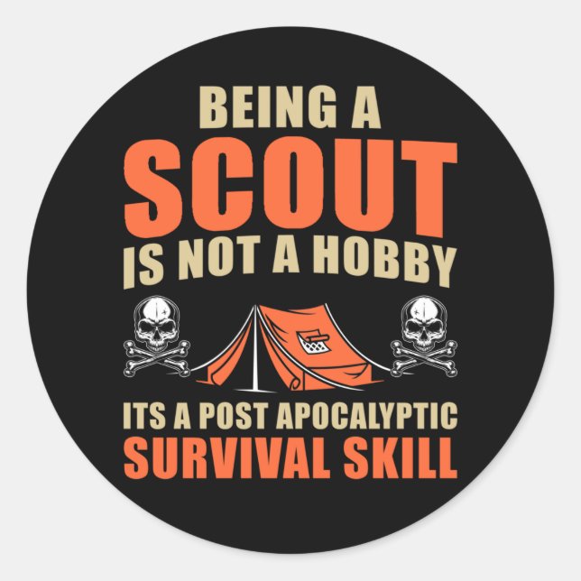 Funny Scout Adventure Tent Nature Lover Camper Classic Round Sticker (Front)