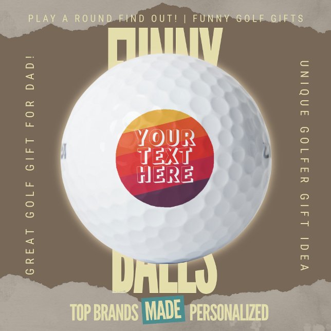 Funny Scramble Golf Dad Retro Sunset Add Text Balls (Custom Funny Golf Ball Gifts for Business From Play A Round Find Out, "Your Text Here" Retro Sunset)
