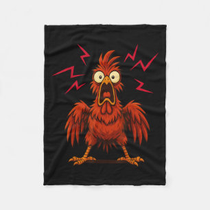 Funny Screaming Chicken Cartoon Farm Animal Fleece Blanket