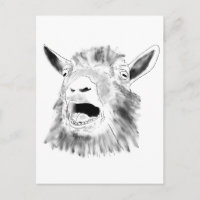 Funny Screaming Goat Drawing Quirky Animal Art