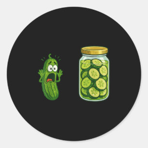 Funny Screaming Pickle Jar Cucumber Joke Meme Humo Classic Round Sticker