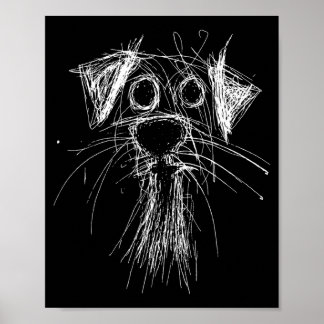 Funny Scribble Puppy Doodle Sketch Minimalist Dog Poster