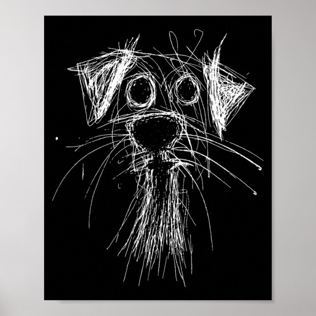 Funny Scribble Puppy Doodle Sketch Minimalist Dog Poster (Front)