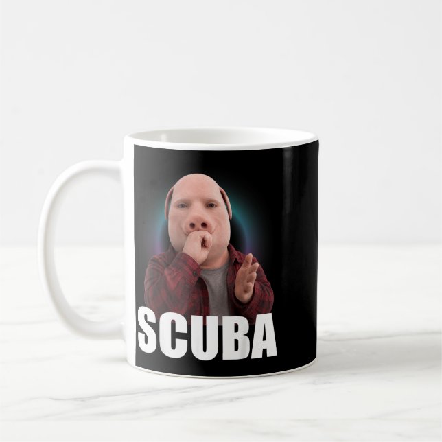 Funny Scuba Dance Meme Pig Man Meme Brainrot Coffee Mug (Left)