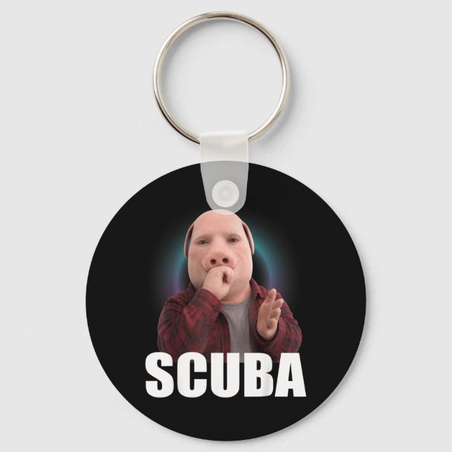 Funny Scuba Dance Meme Pig Man Meme Brainrot Key Ring (Front)