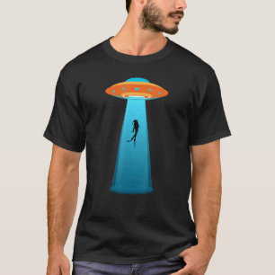Funny Scuba Diver Snorkelling Underwater UFO Alien T-Shirt