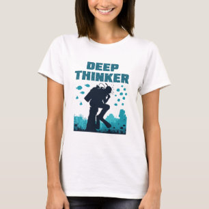 Funny Scuba Diving Diver Deep Thinker Rodin T-Shirt