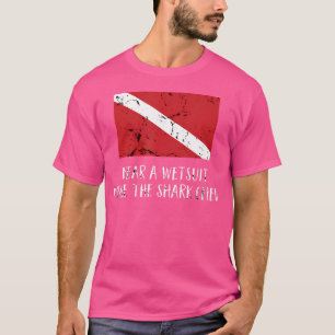 Funny Scuba Diving Diver Flag Scuba Shark T-Shirt