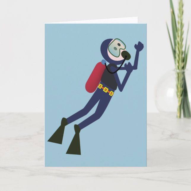 FUNNY SCUBA DIVING DIVER, TANK AND MASK SCUBA GEAR CARD (Front)