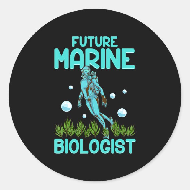 Funny Scuba Diving Gift Dive Biology Future Marine Classic Round Sticker (Front)