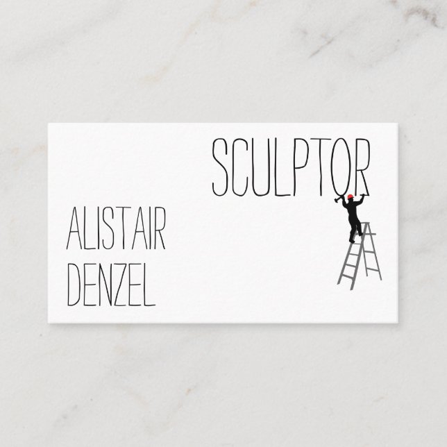 Funny sculptor man customisable business card (Front)