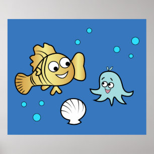 Funny sea animals poster