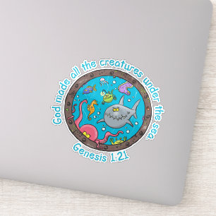 Funny sea creatures cartoon bible verse for kids