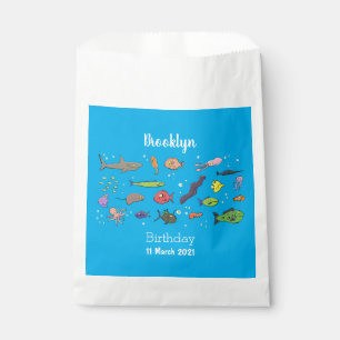 Funny sea creatures cartoon illustration pattern favour bags