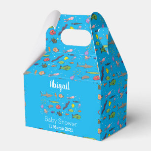 Funny sea creatures cartoon illustration pattern favour box