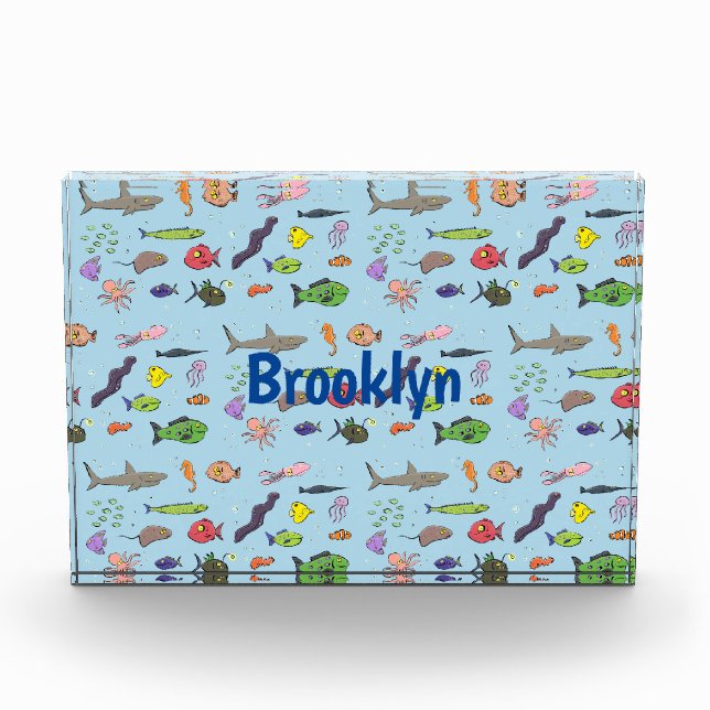 Funny sea creatures cartoon illustration pattern photo block (Front)