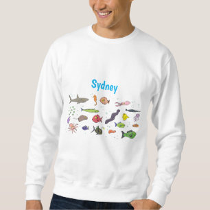 Funny sea creatures cartoon illustration pattern sweatshirt