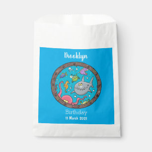 Funny sea creatures underwater cartoon drawing favour bags