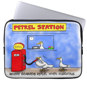 Funny sea gulls petrel cartoon humor laptop sleeve