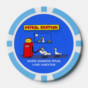Funny sea gulls petrel cartoon humor poker chips