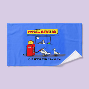 Funny sea gulls petrel cartoon humour bath towel set