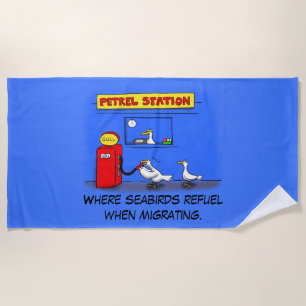 Funny sea gulls petrel cartoon humour beach towel